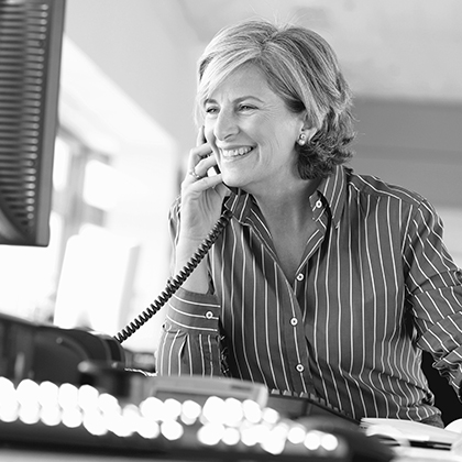 Professional on a phone call in an office setting